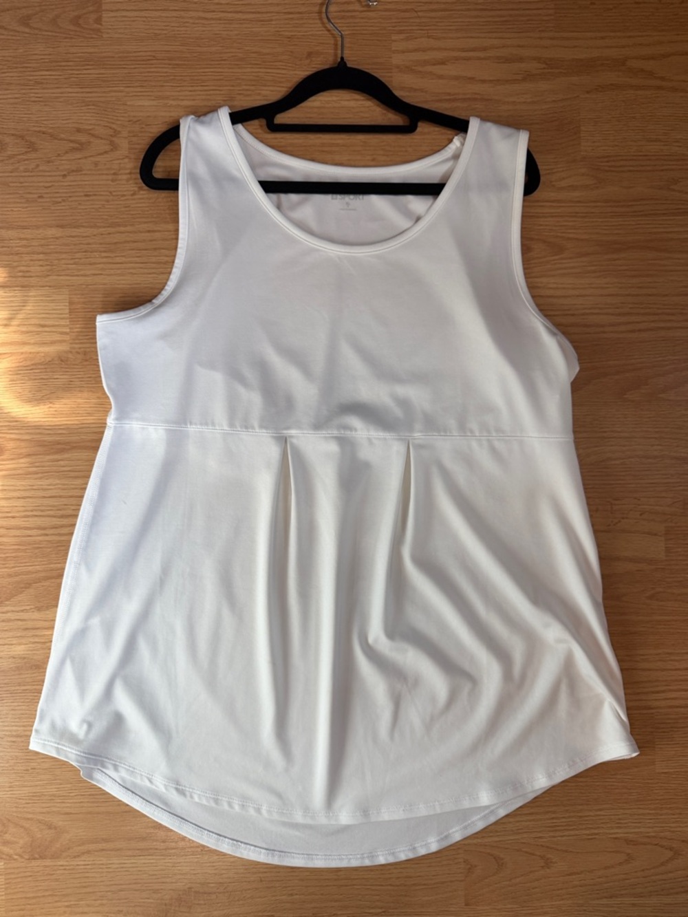 Lands' End White Pleated Sleeveless Tank Top